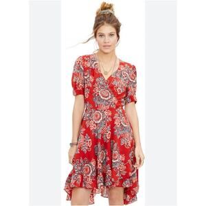 Denim & Supply Ralph Lauren Orange Floral Wrap Dress Boho Romantic Womens Med?